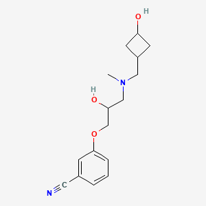 molecular formula C16H22N2O3 B7582343 3-[2-Hydroxy-3-[(3-hydroxycyclobutyl)methyl-methylamino]propoxy]benzonitrile 