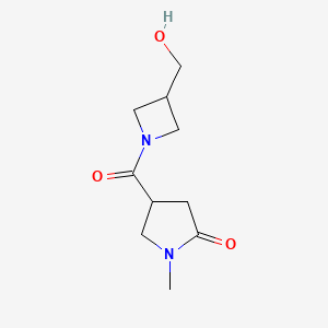 molecular formula C10H16N2O3 B7582345 4-[3-(Hydroxymethyl)azetidine-1-carbonyl]-1-methylpyrrolidin-2-one 