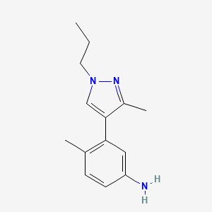 molecular formula C14H19N3 B7582373 4-Methyl-3-(3-methyl-1-propylpyrazol-4-yl)aniline 