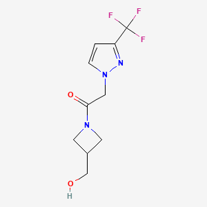 molecular formula C10H12F3N3O2 B7582403 1-[3-(Hydroxymethyl)azetidin-1-yl]-2-[3-(trifluoromethyl)pyrazol-1-yl]ethanone 