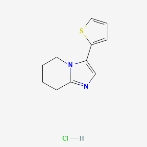 molecular formula C11H13ClN2S B7582441 3-Thiophen-2-yl-5,6,7,8-tetrahydroimidazo[1,2-a]pyridine;hydrochloride 