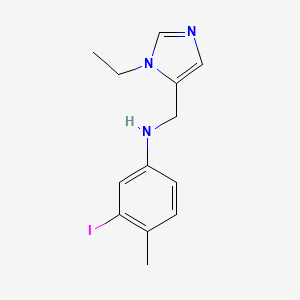 molecular formula C13H16IN3 B7582524 N-[(3-ethylimidazol-4-yl)methyl]-3-iodo-4-methylaniline 