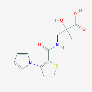 molecular formula C13H14N2O4S B7582540 2-Hydroxy-2-methyl-3-[(3-pyrrol-1-ylthiophene-2-carbonyl)amino]propanoic acid 