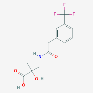 molecular formula C13H14F3NO4 B7582578 2-Hydroxy-2-methyl-3-[[2-[3-(trifluoromethyl)phenyl]acetyl]amino]propanoic acid 