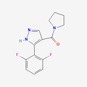 molecular formula C14H13F2N3O B7582651 [5-(2,6-difluorophenyl)-1H-pyrazol-4-yl]-pyrrolidin-1-ylmethanone 
