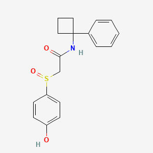 molecular formula C18H19NO3S B7582662 2-(4-hydroxyphenyl)sulfinyl-N-(1-phenylcyclobutyl)acetamide 
