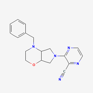 molecular formula C18H19N5O B7582712 3-(4-Benzyl-2,3,4a,5,7,7a-hexahydropyrrolo[3,4-b][1,4]oxazin-6-yl)pyrazine-2-carbonitrile 