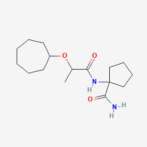 molecular formula C16H28N2O3 B7582725 1-(2-Cycloheptyloxypropanoylamino)cyclopentane-1-carboxamide 