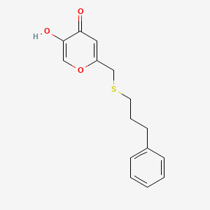 molecular formula C15H16O3S B7582759 5-Hydroxy-2-(3-phenylpropylsulfanylmethyl)pyran-4-one 