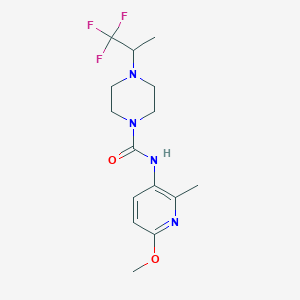 molecular formula C15H21F3N4O2 B7582796 N-(6-methoxy-2-methylpyridin-3-yl)-4-(1,1,1-trifluoropropan-2-yl)piperazine-1-carboxamide 
