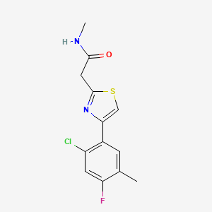 molecular formula C13H12ClFN2OS B7582859 2-[4-(2-chloro-4-fluoro-5-methylphenyl)-1,3-thiazol-2-yl]-N-methylacetamide 
