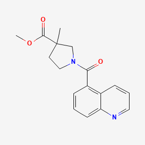 molecular formula C17H18N2O3 B7582887 Methyl 3-methyl-1-(quinoline-5-carbonyl)pyrrolidine-3-carboxylate 