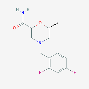 molecular formula C13H16F2N2O2 B7582894 (6R)-4-[(2,4-difluorophenyl)methyl]-6-methylmorpholine-2-carboxamide 