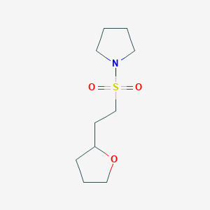 molecular formula C10H19NO3S B7582925 1-[2-(Oxolan-2-yl)ethylsulfonyl]pyrrolidine 