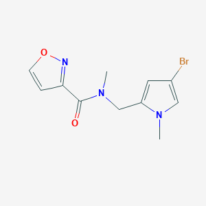 molecular formula C11H12BrN3O2 B7582935 N-[(4-bromo-1-methylpyrrol-2-yl)methyl]-N-methyl-1,2-oxazole-3-carboxamide 