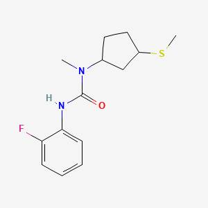 molecular formula C14H19FN2OS B7582942 3-(2-Fluorophenyl)-1-methyl-1-(3-methylsulfanylcyclopentyl)urea 