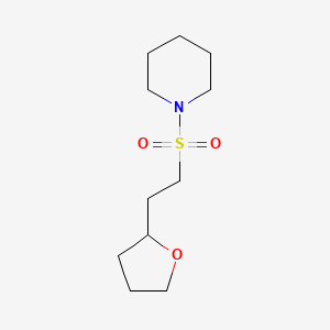 molecular formula C11H21NO3S B7582949 1-[2-(Oxolan-2-yl)ethylsulfonyl]piperidine 