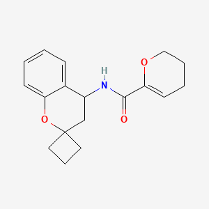 molecular formula C18H21NO3 B7582957 N-spiro[3,4-dihydrochromene-2,1'-cyclobutane]-4-yl-3,4-dihydro-2H-pyran-6-carboxamide 