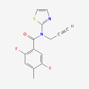 molecular formula C14H10F2N2OS B7582977 2,5-difluoro-4-methyl-N-prop-2-ynyl-N-(1,3-thiazol-2-yl)benzamide 