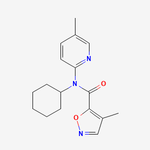 molecular formula C17H21N3O2 B7582978 N-cyclohexyl-4-methyl-N-(5-methylpyridin-2-yl)-1,2-oxazole-5-carboxamide 