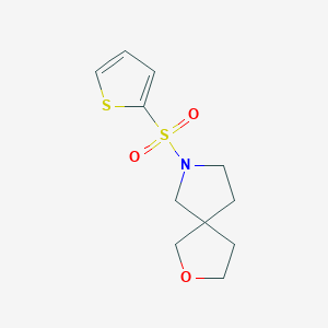molecular formula C11H15NO3S2 B7582997 7-Thiophen-2-ylsulfonyl-2-oxa-7-azaspiro[4.4]nonane 