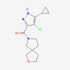 molecular formula C14H18ClN3O2 B7583025 (4-chloro-5-cyclopropyl-1H-pyrazol-3-yl)-(2-oxa-7-azaspiro[4.4]nonan-7-yl)methanone 