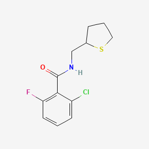 molecular formula C12H13ClFNOS B7583119 2-chloro-6-fluoro-N-(thiolan-2-ylmethyl)benzamide 