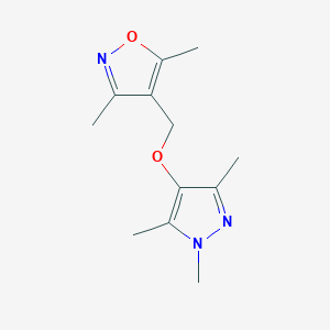 molecular formula C12H17N3O2 B7583126 3,5-Dimethyl-4-[(1,3,5-trimethylpyrazol-4-yl)oxymethyl]-1,2-oxazole 