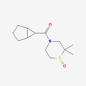 molecular formula C13H21NO2S B7583174 6-Bicyclo[3.1.0]hexanyl-(2,2-dimethyl-1-oxo-1,4-thiazinan-4-yl)methanone 