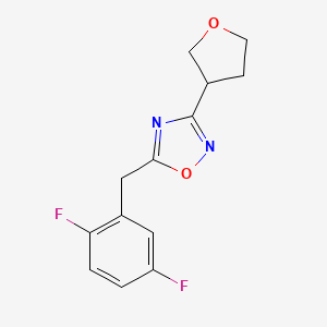 molecular formula C13H12F2N2O2 B7583202 5-[(2,5-Difluorophenyl)methyl]-3-(oxolan-3-yl)-1,2,4-oxadiazole 