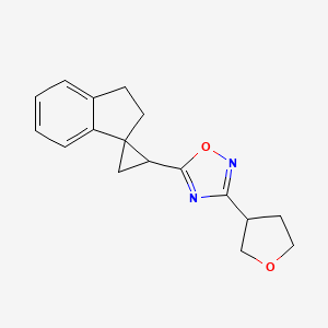 molecular formula C17H18N2O2 B7583213 3-(Oxolan-3-yl)-5-spiro[1,2-dihydroindene-3,2'-cyclopropane]-1'-yl-1,2,4-oxadiazole 