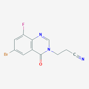 molecular formula C11H7BrFN3O B7583219 3-(6-Bromo-8-fluoro-4-oxoquinazolin-3-yl)propanenitrile 