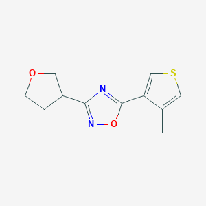 molecular formula C11H12N2O2S B7583222 5-(4-Methylthiophen-3-yl)-3-(oxolan-3-yl)-1,2,4-oxadiazole 