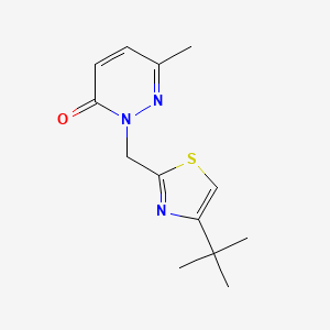 molecular formula C13H17N3OS B7583230 2-[(4-Tert-butyl-1,3-thiazol-2-yl)methyl]-6-methylpyridazin-3-one 