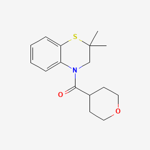 molecular formula C16H21NO2S B7583262 (2,2-dimethyl-3H-1,4-benzothiazin-4-yl)-(oxan-4-yl)methanone 