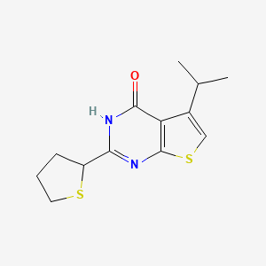 molecular formula C13H16N2OS2 B7583291 5-propan-2-yl-2-(thiolan-2-yl)-3H-thieno[2,3-d]pyrimidin-4-one 