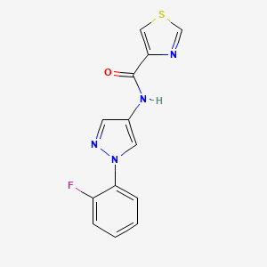 molecular formula C13H9FN4OS B7583304 N-[1-(2-fluorophenyl)pyrazol-4-yl]-1,3-thiazole-4-carboxamide 