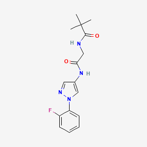 N-[2-[[1-(2-fluorophenyl)pyrazol-4-yl]amino]-2-oxoethyl]-2,2-dimethylpropanamide