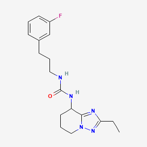 molecular formula C18H24FN5O B7583367 1-(2-Ethyl-5,6,7,8-tetrahydro-[1,2,4]triazolo[1,5-a]pyridin-8-yl)-3-[3-(3-fluorophenyl)propyl]urea 