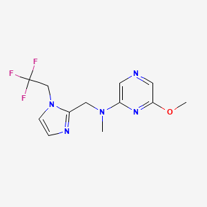 molecular formula C12H14F3N5O B7583379 6-methoxy-N-methyl-N-[[1-(2,2,2-trifluoroethyl)imidazol-2-yl]methyl]pyrazin-2-amine 