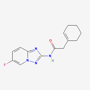 molecular formula C14H15FN4O B7583383 2-(cyclohexen-1-yl)-N-(6-fluoro-[1,2,4]triazolo[1,5-a]pyridin-2-yl)acetamide 