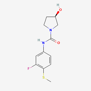 molecular formula C12H15FN2O2S B7583391 (3R)-N-(3-fluoro-4-methylsulfanylphenyl)-3-hydroxypyrrolidine-1-carboxamide 