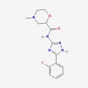 molecular formula C14H16FN5O2 B7583417 N-[5-(2-fluorophenyl)-1H-1,2,4-triazol-3-yl]-4-methylmorpholine-2-carboxamide 