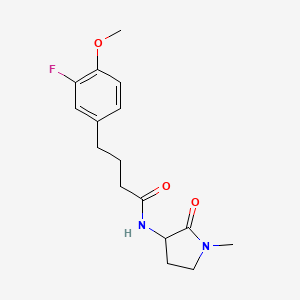 molecular formula C16H21FN2O3 B7583531 4-(3-fluoro-4-methoxyphenyl)-N-(1-methyl-2-oxopyrrolidin-3-yl)butanamide 