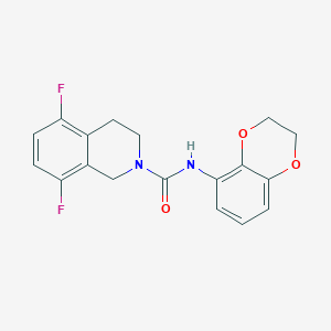 molecular formula C18H16F2N2O3 B7583584 N-(2,3-dihydro-1,4-benzodioxin-5-yl)-5,8-difluoro-3,4-dihydro-1H-isoquinoline-2-carboxamide 