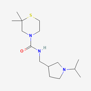 molecular formula C15H29N3OS B7583623 2,2-dimethyl-N-[(1-propan-2-ylpyrrolidin-3-yl)methyl]thiomorpholine-4-carboxamide 