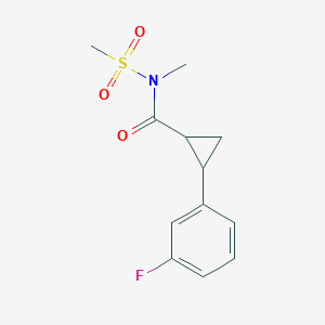 molecular formula C12H14FNO3S B7583664 2-(3-fluorophenyl)-N-methyl-N-methylsulfonylcyclopropane-1-carboxamide 