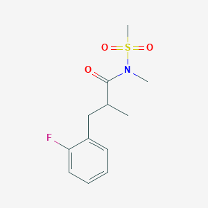 molecular formula C12H16FNO3S B7583668 3-(2-fluorophenyl)-N,2-dimethyl-N-methylsulfonylpropanamide 