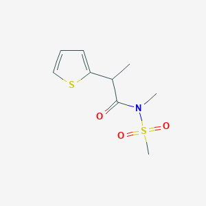 molecular formula C9H13NO3S2 B7583674 N-methyl-N-methylsulfonyl-2-thiophen-2-ylpropanamide 