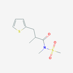 molecular formula C10H15NO3S2 B7583677 N,2-dimethyl-N-methylsulfonyl-3-thiophen-2-ylpropanamide 